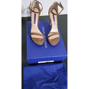 NEW Stuart‎ Weitzman Nudist Ankle Strap Sandal PATENT Cappuccino NUDE Disco 5.5